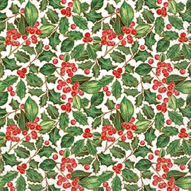 IHR Ideal Home Range Cocktail Napkins Disposable 3-Ply Paper Party Napkin Pack, 5" x 5", Holly, 20-Count