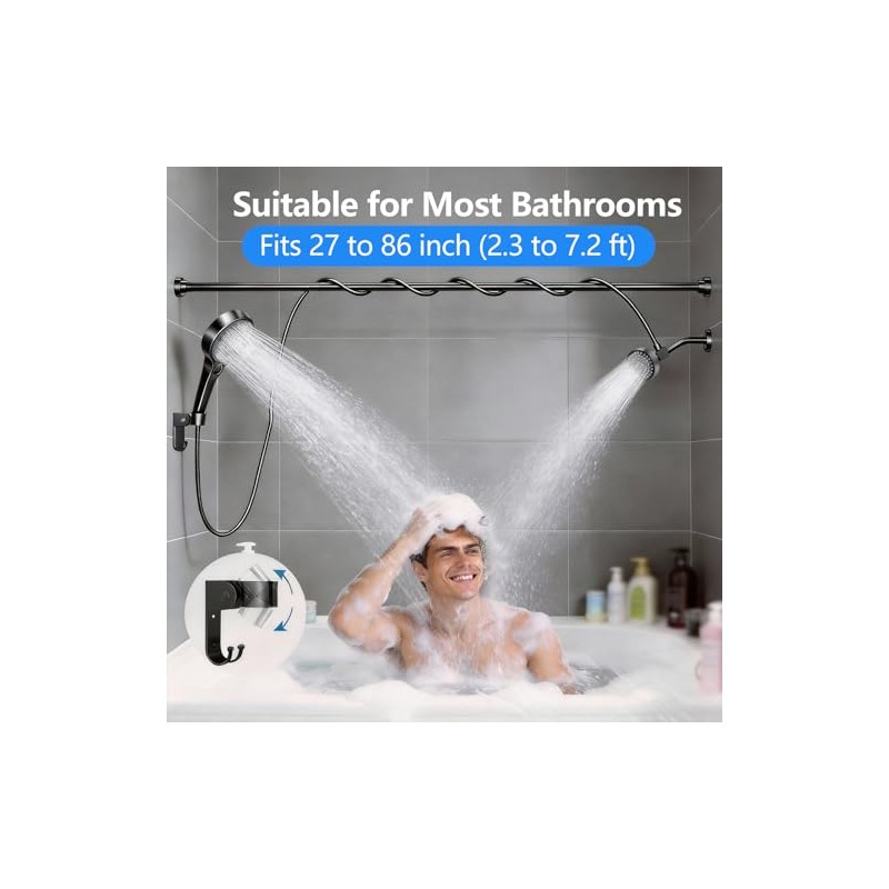 Dual Shower Head with Handheld for Couples: High Pressure Double