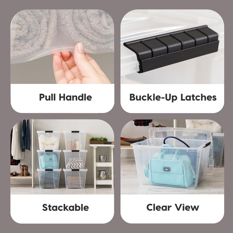 IRIS USA 54 Qt Stackable Plastic Storage Bins with Lids,