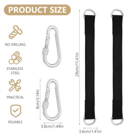Set of 4 Swing Attachment Tree Strap Beams, Hammock Attachment Suspension Strap Kit, Hanging Chair Mounting Set, Tree Swing Strap, Swing Attachment with Carabiners for Swing Hanging Chair
