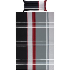 Erwin Müller Bed Linen Economy Pack 4-Piece Flannelette Red/Anthracite/Silver Size 2 x 135 x 200 cm + 2 x 40 x 80 cm