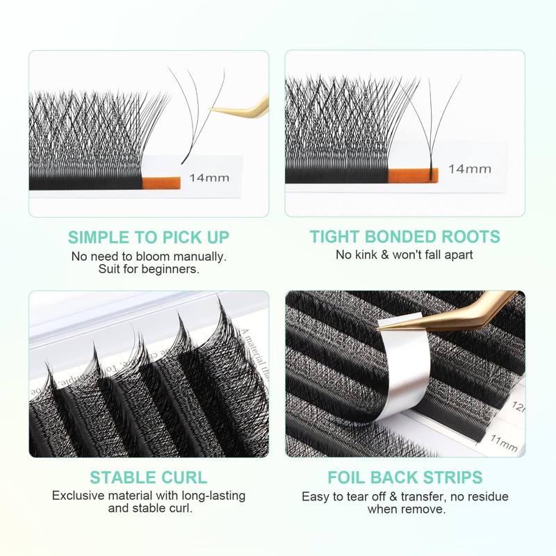 NAGARAKU 4D W Eyelashes 0.07 D 10 mm Russian Ready