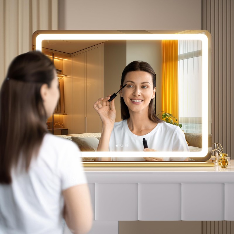 Hasipu Vanity Mirror with Lights, 27.6" x 20" LED Makeup