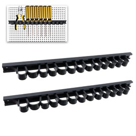 Coshar 2Pcs Screwdriver Organizer Black Plastic Rail Wrench Organizer Tool Holder Wall Mount for 13 Slots Screwdriver And Wrench,Black