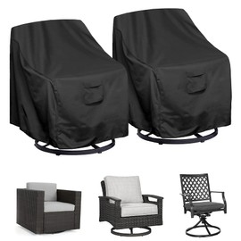 WOMACO Patio Swivel Chair Cover Waterproof Outdoor Swivel Chair Slip Covers Outside Small Large Oversized Wicker Lawn Club Chair Furniture Protector (31.5"W x 39"D x 29.5"H (2 Pack))