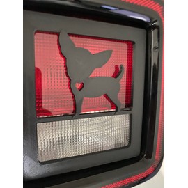 Chihuahua with Heart in 3D - Black for Jeep Wrangler JK/JKU/JL Rear Tail Light Covers (2019-2023) Non Led Version