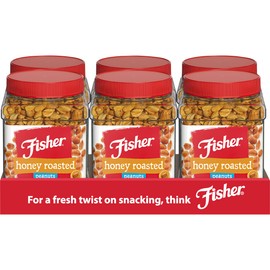 Fisher Snack Honey Roasted Peanuts, 36 Ounces (Pack of 6), Made with Real Honey