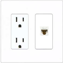 RiteAV 1 Port Cat6 Ethernet Wall Plate Female-Female - Outlet [Screwless White]