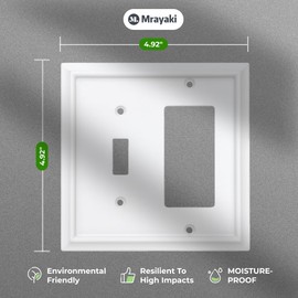 Wall Plates Duplex Outlet Covers, Classic White Light Switch Cover - Natural Bamboo Fiber Electrical Outlet Cover Plate Variety of 13 Styles: Toggle/Combo (2 Gang Decorator/Toggle 2 Pack, White)