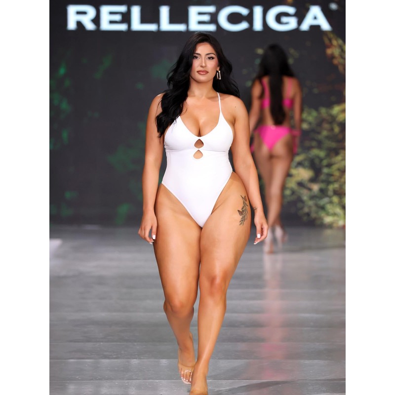 RELLECIGA Women's V Neck Cutout One Piece Swimsuit High Cut