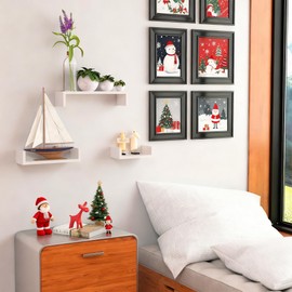 SRIWATANA Floating Shelves Wall Mounted, Solid Wood Wall Shelves, White