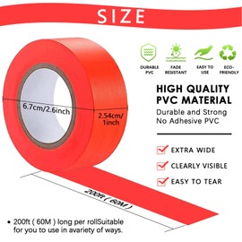 2 Pack Flourescent Orange Flagging Tape, Non-Adhesive Plastic Ribbon Neon Marking Roll, 1"*400ft, Marking Tape for Tree Marking, Hunting, Boundaries and Hazardous Areas,Trail Marking