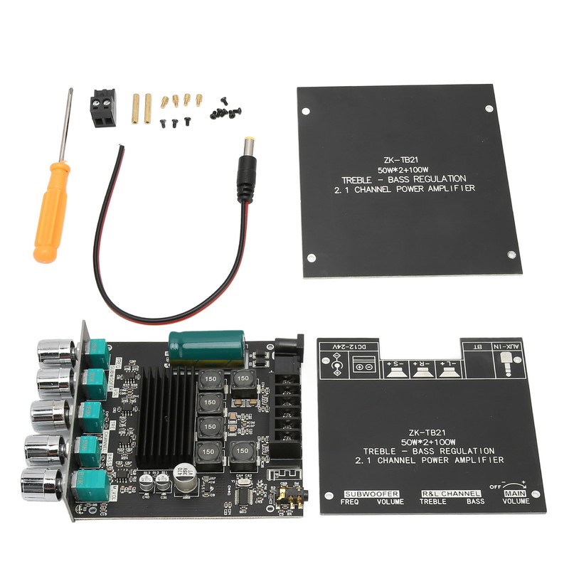 2x50W Bluetooth 5.0 Stereo Sound Receiver Amplifier Board 2.1Channel Subwoofer