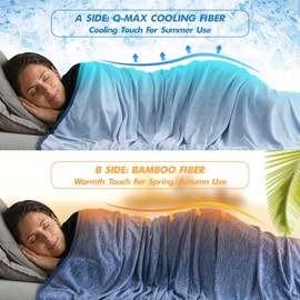 MIULEE Cooling Blanket Double-Sided 2 in 1 Lightweight Summer Blanket Microfibre Japanese Arc-Chill Q-Max 0.4 Absorb Heat for Night Sweats Breathable and Skin-friendly 125x150cm Blue