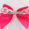 My Lello Medium 4" Girls Hair-Bow Barrette Satin & Lace