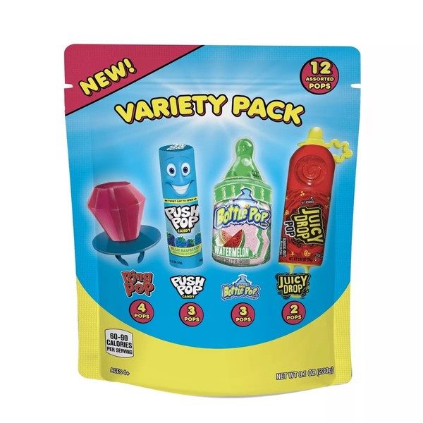 Bazooka Candy Variety Pack Assorted Pops - 8.1oz/12ct