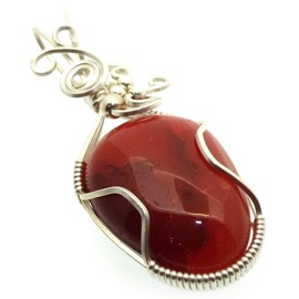 Carnelian Gemstone Sterling Silver Wire Wrapped Pendant