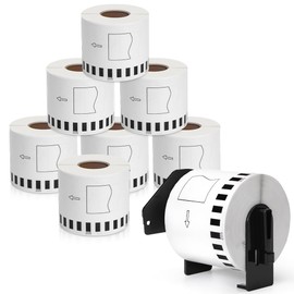 MarkDomain - DK-2205 Continuous Paper Labels Tape Compatible Brother DK2205 DK 2205 (2.4" X 100 Ft.) Use with Brother QL-720NW QL-810W QL-820nwb QL-1110NWBC Label Printers - 8 Rolls + 1 Frame