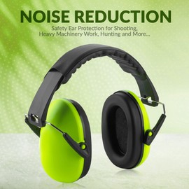 MEDca Hearing Protection Ear Muffs - Lime Green Hearing Protection and Noise Cancelling Reduction Safety Ear Muffs, Fits Children and Adults, Perfect for Shooting, Hunting, Woodworking and More
