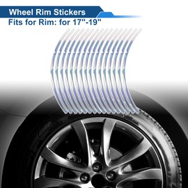 Partuto 16 Pcs Wheel Rim Stickers Arc-Shape Car Wheel Rim Tapes Decoration Stickers for 17"-19" Rim Gradient Color PET