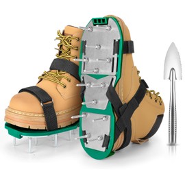 MOFEEZ Lawn Aerator Shoes for Grass - Pre-Assembled Grass Aerator Shoes for Lawn - Soil Yard Aerator Tool for Aerating Patio Garden, Green&Black