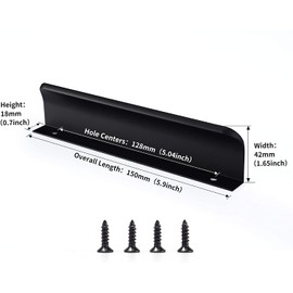 SYZOW 6 Pack Black Cabinet Pulls Kitchen Cabinet Hardware Cabinet- Edge Finger Tab Pull Black Pull Hidden Drawer Handles 96mm Hole Centers (Black, Hole Centers: 128mm)