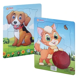 Just Smarty Preschool Puzzles for Toddlers 1-3 Set of 2 | Fun Shapes 5 Pieces Kitten and 4 Pieces Puppy Toys with Tray for Kids Ages 1-3 | Best Educational Puzzles for Kids Level 1
