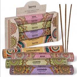 MIJOMA Karma Incense Sticks Set - 56 Sticks in 4 Sensual Scents - Jasmine, Rose, Lavender, Sandalwood, A Journey of Harmony and Relaxation