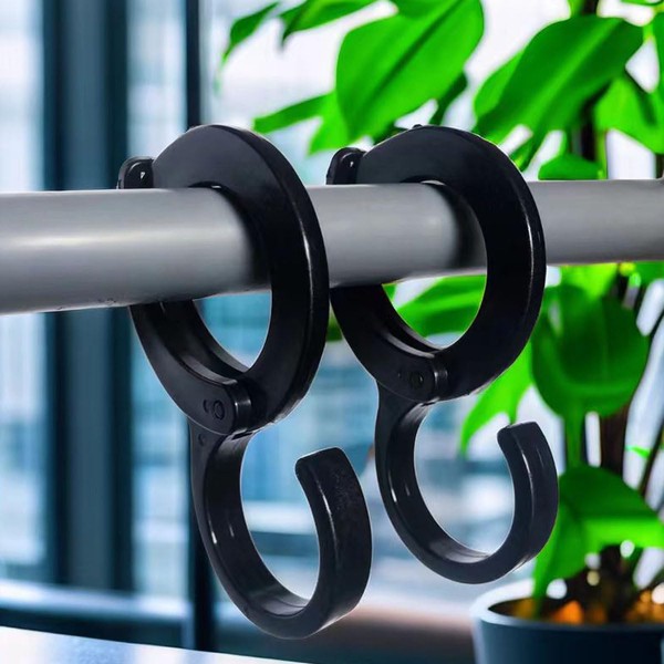 8-Pack Black S-Shaped Clip & Cross Bar Hooks - Windproof