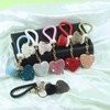 Mrotasvi Black Heart-Shaped Rhinestone Keychain with Leather Tassel for Women