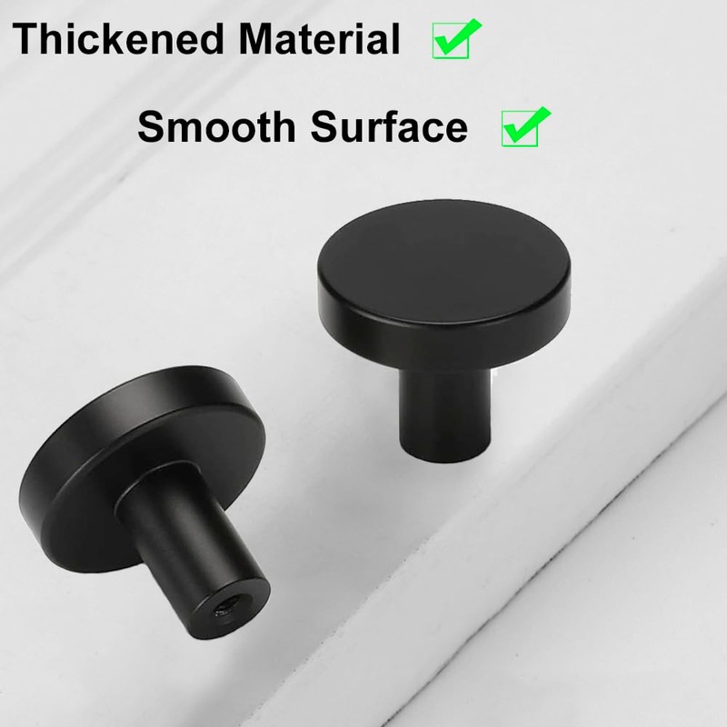 ZGIOPGEIN 6 Pcs Cupboard Knobs 30mm Matte Black Door Knobs