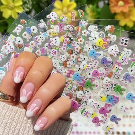 Easter sticker nail, 30 pieces rabbit nail stickers, nail stickers Easter, nail sticker rabbit, nail art stickers, nail art stickers 3D, cute nail art decorations for Easter