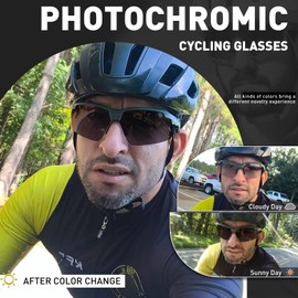 KAPVOE Photochromatic Self-Tone Cycling Glasses Men Women Sports Sunglasses Clear Cycling MTB Cycling Glasses Running Volleyball Tennis Driving Softball Mountaineering Golf Hiking 09