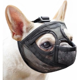 Mayerzon Short Snout Dog Muzzle, French Bulldog Muzzle with Tongue Out Design to Prevent Eating Biting Licking, Mesh Dog Muzzle for Shih Tzu Pug English Bulldog, Breathable Muzzle for Grooming Walking