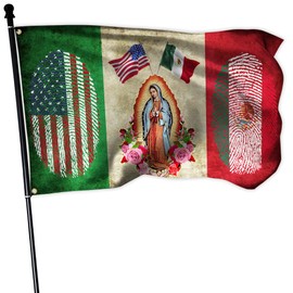 Mexico Flag 3x5 Ft Outdoor Mexican American Flag With Virgin Mary Flag Polyester Double Sided Mirror Printing for Outdoor House Indoor Outside Patriotic Friendship Banner Decor - Unique Holiday Gift