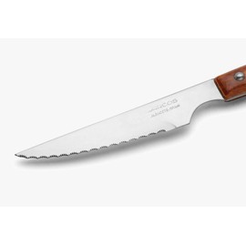 Arcos 4 inch Steak Knife in Nitrum Stainless Steel. Meat Knife with Pearl Edge for Cutting and Fillet. Serrated Blade and Beech Wood Handle. Series Mesa