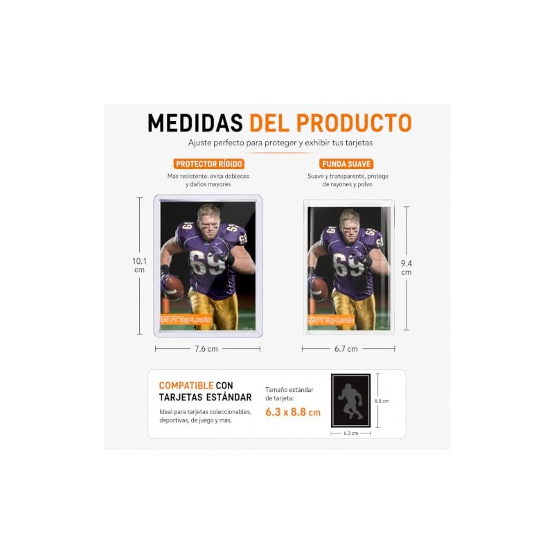 200 Fundas para tarjetas, Protectores de Tarjetas,Top Loader,Card Sleeves