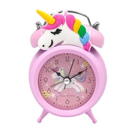 CAM2 alarm clock, children's one horn horse girl alarm clock, silent and non ticking alarm clock, pink fairy tale girl alarm clock