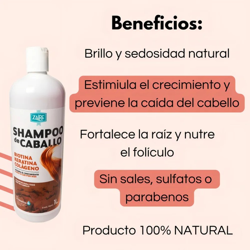 Shampoo Zaire Anticaída y para Crecimiento con Biotina, Keratina y