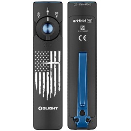Olight Arkfeld Pro Black CW Amercian Flag LED Light/Green Beam/UV, 1300 Lumens