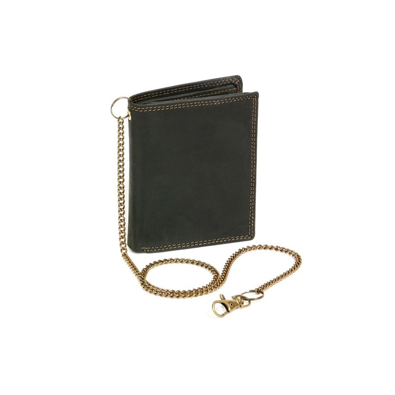Mens Wallet with Chain Biker Wallet LEAS MCL, Genuine Leather,
