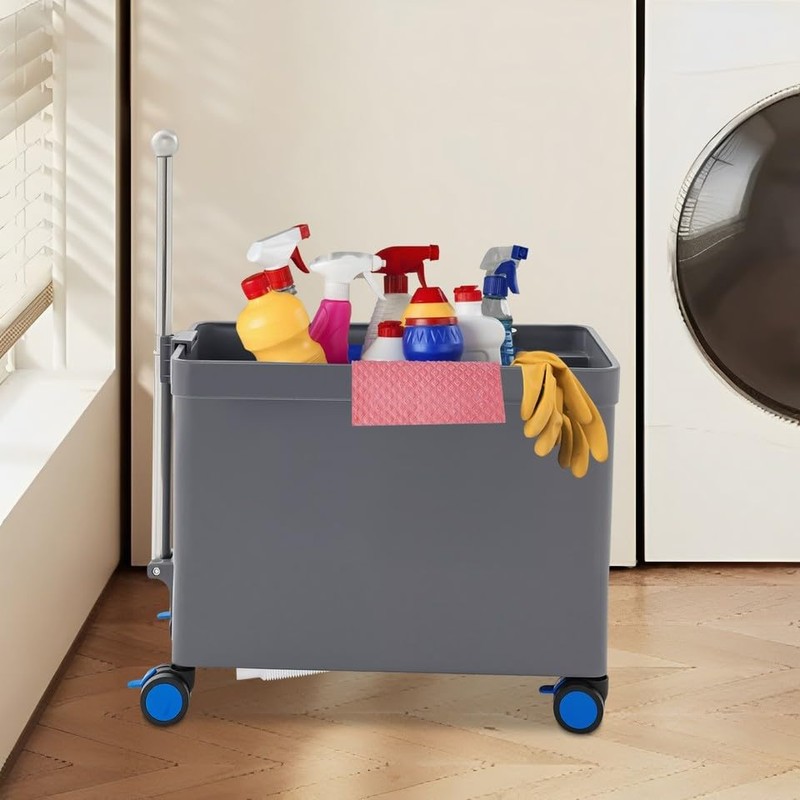 Floor Mop Sink, Freestanding Utility Mop Basin with Retractable Handle