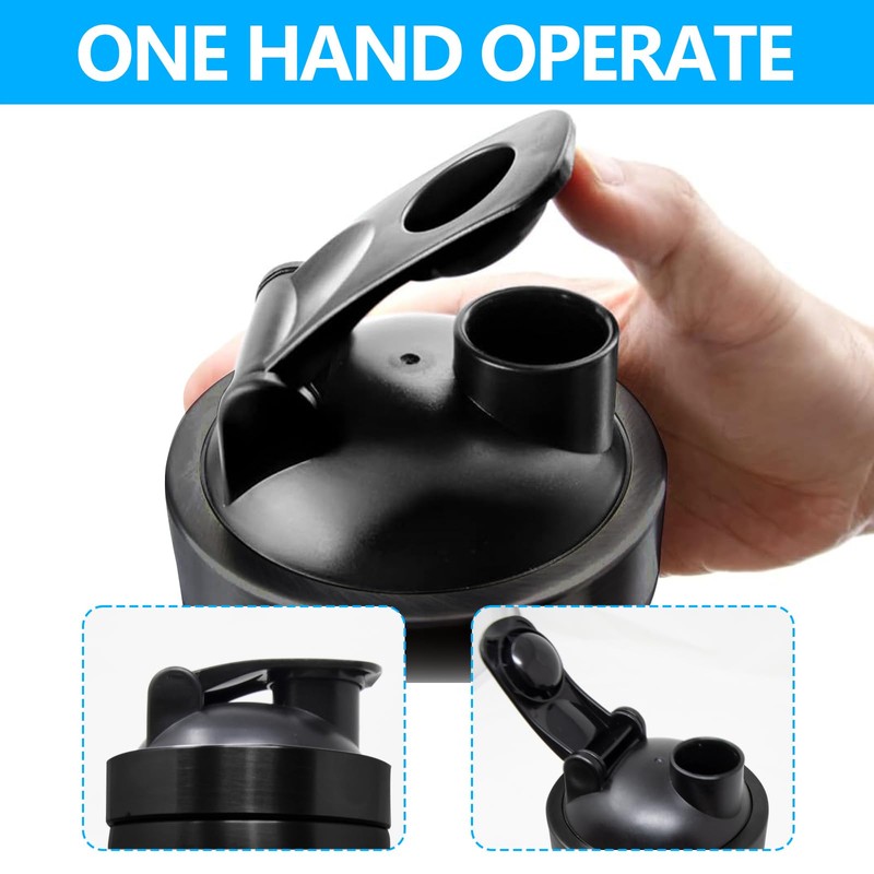 ROCKY&CHAO Shaker Proteinshake 900ml (mit Schnappdeckel |Schwarz)