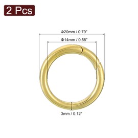 sourcing map 2Pcs Metal Spring O Rings 0.94"(24mm), Brass Spring Keyring Buckles 4.5mm Round Snap Buckle for Keychains Purse Handbag DIY Accessory