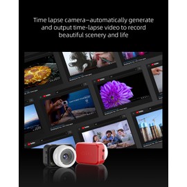 ATLI T100 Lite Time Lapse Camera 1080P HDR Professional WiFi APP Control Manual Focus Timelapse Video Camera for Plants Indoor Construction (Red&White)