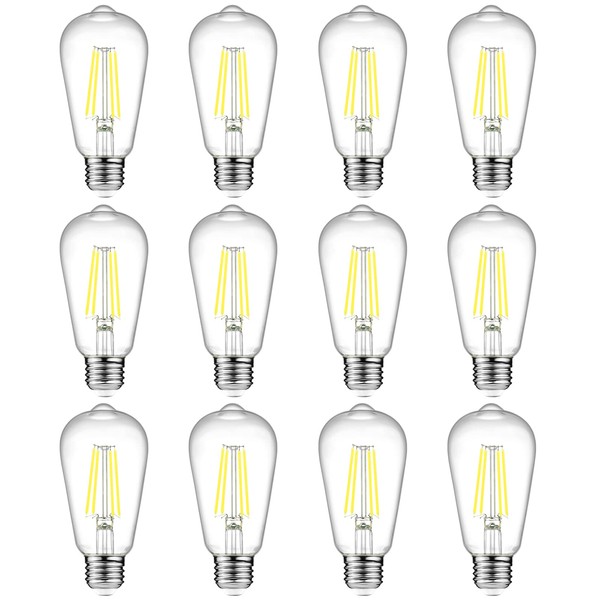Ascher Vintage LED Edison Bulbs, 6W, Equivalent 60W, Non-Dimmable, Daylight
