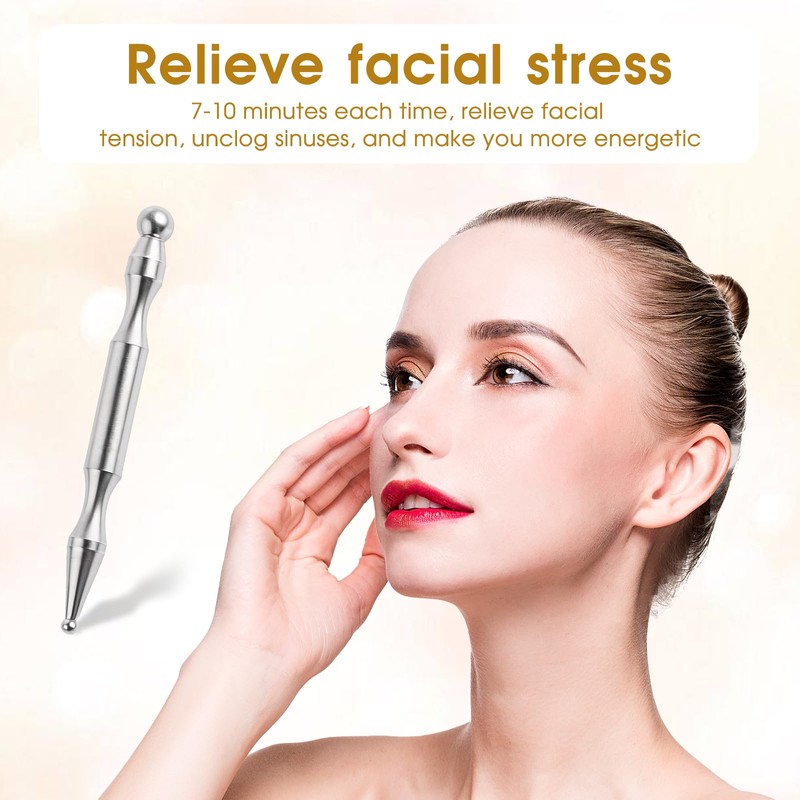 YBEATY Acupuncture Pen Dual Head Manual Massage Tools Stainless Steel