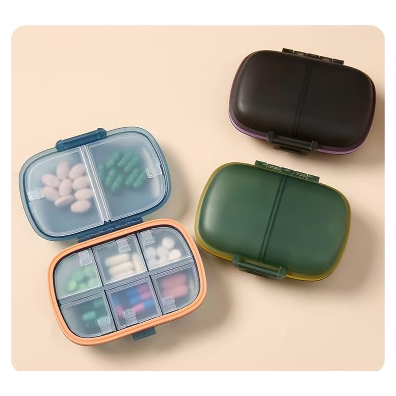 Pocket Travel Pill Organizer Box,8 Compartments Moisture Proof Pill Case