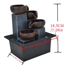 Fuente de Agua Interior, Fuentes de Mesa, Fuente de Cascada de Feng Shui Iluminada Zen para Decoración de Escritorio de Dormitorio de Oficina en Casa(4#)