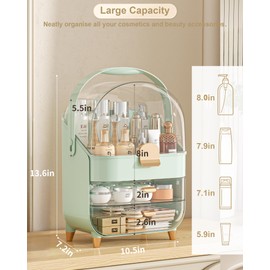 Makeup Organizer, Skincare Holder Bathroom Counter Organizer, Storage Box Cosmetic Display Cases, Teen Girl Gifts Trendy Stuff Make up Organizers for Vanity, Dresser, Countertop (Green)